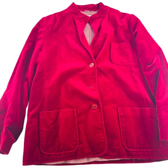 Vintage Roth Le Cover Blazer Jacket Red VELVET Festive Stretch Sz Large Poland - Picture 1 of 4